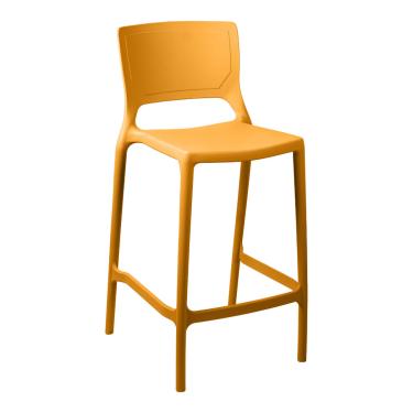 Imagem de Banqueta Alta Cozinha Amarelo Mostarda Empilhável Urano em Polipropileno Acrilys