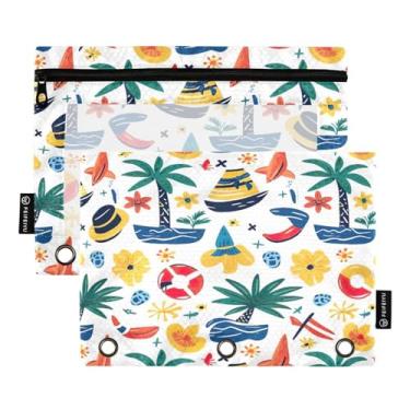 Imagem de Wassud Pastas de fichário com 3 furos de bolso para barco e palmeira pasta organizadora de arquivos para escritório em casa, pacote com 2