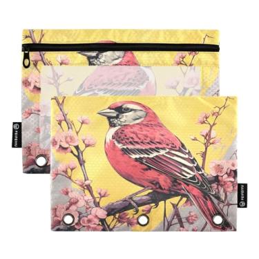 Imagem de Wassud Red Bird Pacote com 2 pastas para fichário com 3 furos, pasta organizadora de arquivos para casa, escritório