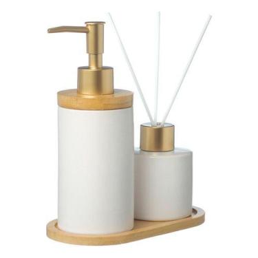 Imagem de Conjunto Lavabo Difusor Com Bandeja Dispenser Líquido Aromatizador 374