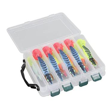 Imagem de Isca de gancho de lula luminosa de aço inoxidável plástico fluorescente em forma de camarão isca de pesca para pesca em água doce em água salgada 3 tamanhos 10 unidades com caixa