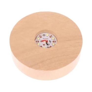 Imagem de Base De Lâmpada LED Redonda De Madeira 8/10cm Com Bateria, Suporte Par