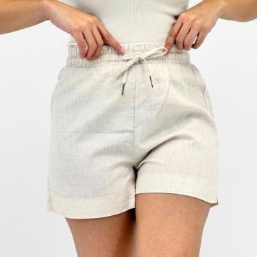 Imagem de Shorts Dipanno Curto em Tecido Viscolinho Feminino, GG, Linho
