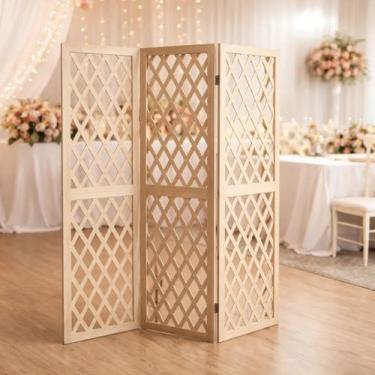 Imagem de Biombo Divisória Ambiente MDF 3 Folhas Dobrável Decorativo Sala Quarto