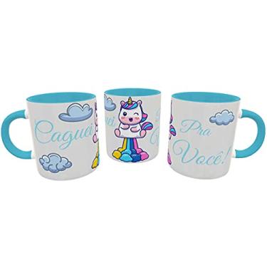 Imagem de Caneca Unicórnio Malcriado Caguei pra Você Presente Geek cor:Azul