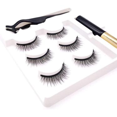 Imagem de Kit 3 Conjunto Cílios Postiços Magnéticos 3D Magnéticos