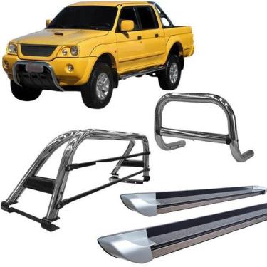 Imagem de Kit Quebra Mato Estribo Personalizado Santo Antônio L200 Cromado - HOZ