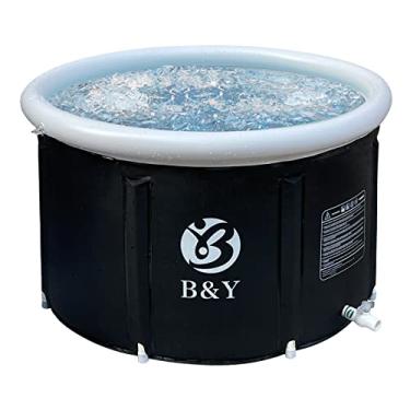 Imagem de B&Y Banheira inflável portátil banheira dobrável banheira de gelo para adultos chuveiro em casa banho quente/frio banheira autônoma de plástico ideal para imersão de sauna, 80 cm x 53 cm