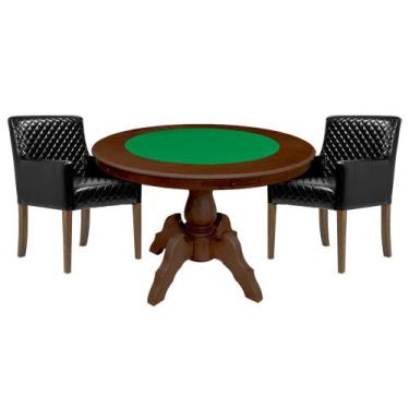 Imagem de Mesa de Jogos Carteado Redonda Montreal Tampo Reversível Imbuia com 2 