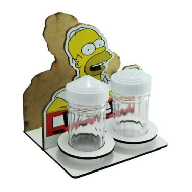 Imagem de Porta Guardanapo Com Saleiro e Paliteiro Duff Laser Mdf Madeira Adesiv