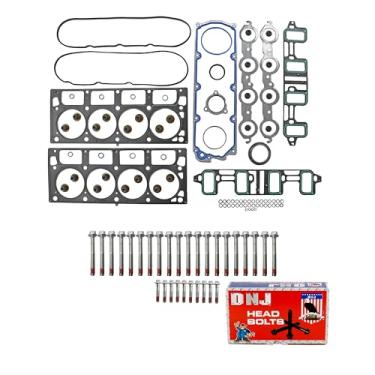 Imagem de DNJ Conjunto de juntas de cabeça de cilindro HGB3216 com kit de parafusos de cabeça para Chevrolet Silverado 2500 HD 6.0L 5967cc 364cid V8 OHV 2007-2016