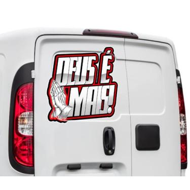 Imagem de Adesivo Deus é Mais Fiorino Caminhão Van Transportes Carreta 58x58 - S
