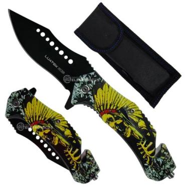 Imagem de Canivete Ferramenta 3 em 1 com Lâmina em Aço Inoxidável e Quebra-Vidro