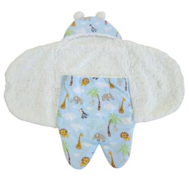 Imagem de Saco de Bebê Para Dormir Sherpa Carneirinho Azul Safari e Rosa Safari 