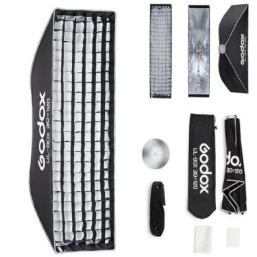 Imagem de Godox Softbox GODOX 30 x 120 cm/11,8 x 47,2 polegadas guarda-chuva de liberação rápida, suporte Bowens com difusores frontais e internos removíveis/aderência/placa difusora para fotografia