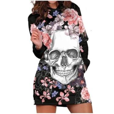 Imagem de Moletom feminino com capuz de manga comprida com capuz e bolso com est