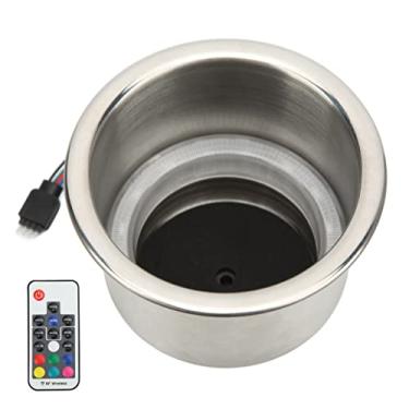 Imagem de Acouto Suporte para Copo de Bebida RGB para Carro Com 14 LEDs, Controle Remoto de Aço Inoxidável para Barco, Iate, RV, Caminhão - Elegante e Personalizável