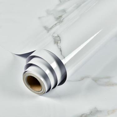 Imagem de Papel de parede 40 cm de largura impermeável e à prova de óleo para superfícies de cozinha e banheiro, incluindo fogões, mesas, armários e móveis, branco Atenas