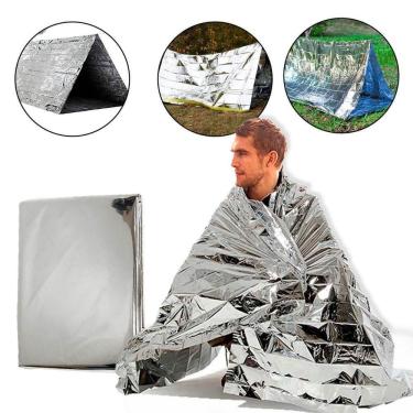 Imagem de Tenda Térmica de Emergência Barraca Reforçada com Paracord 550 com 4 Ancoragens Prata