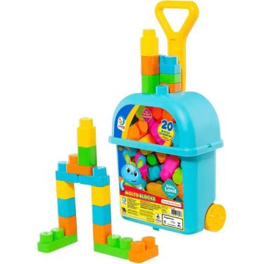 Imagem de Blocos de Montar Baby Land 20 Peças com Peças Grandes e Encaixe Fácil Azul Cardoso Toys
