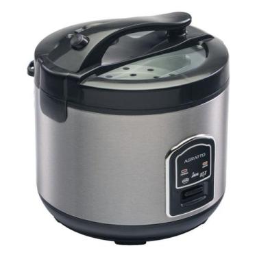 Imagem de Panela Elétrica Agratto Inox 6 e 10 Xícaras Visor Vidro Arroz Legumes 