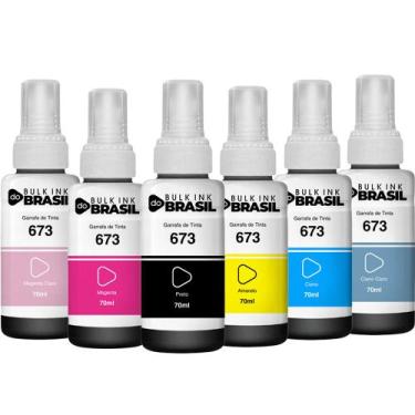 Imagem de Kit 06 cores de refil de Tintas T673 Compatível Epson L810 Preto, cian