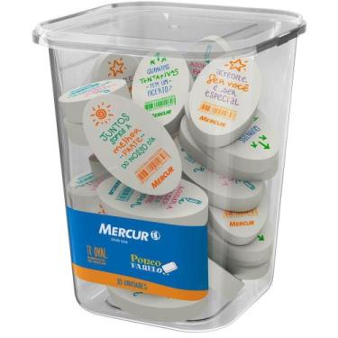 Imagem de Borracha Colorida TR OVAL com Frases - Pote com 30 Unidades - Mercur