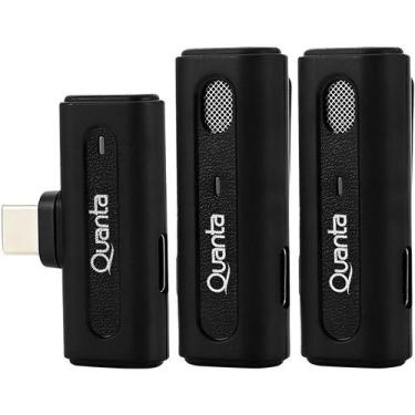 Imagem de Microfone Sem Fio Quanta Dual Multi Dispositivo QTMDM20 Preto