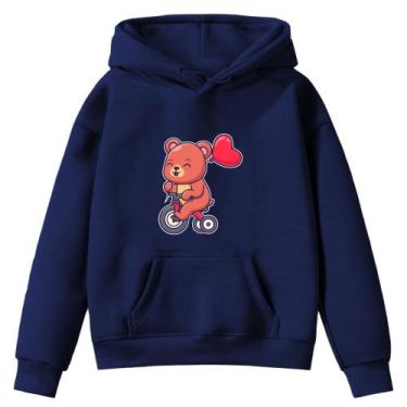 Imagem de Moletom Infantil Ursinho Bike Balões Desenho Infância Bolso Canguru Ca