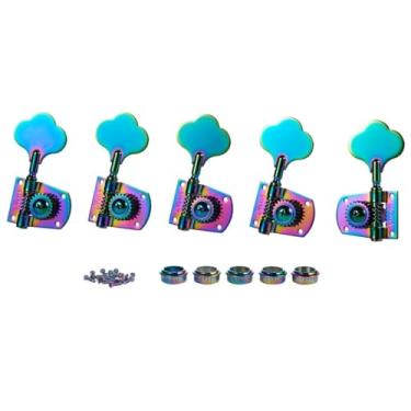 Imagem de KAISH Cloverleaf Sintonizadores de baixo de 5 cordas 5 cordas teclas de afinação de baixo para padrão/Highway One Series Jazz Bass J Bass/Precision Bass P Bass Burnt Chrome 4 direita/1 esquerda