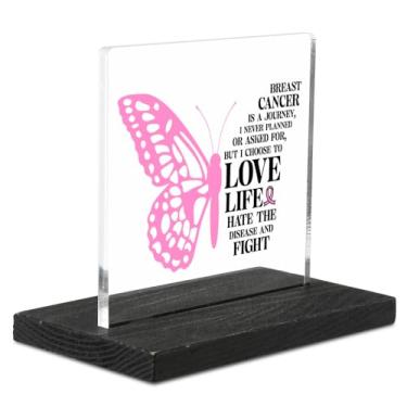 Imagem de Presente inspirador de câncer de mama, placa de guerreira do câncer para mulheres, decoração de citação de encorajamento de sobrevivente, presentes motivacionais, presente de simpatia para pacientes