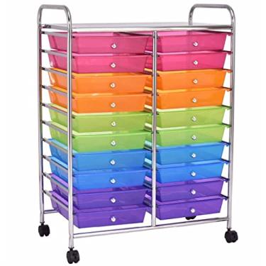 Imagem de Organizador de estúdio de papel para scrapbook com 20 gavetas para armazenamento de carrinho de rodinhas Mutli Color (D 1 peça)