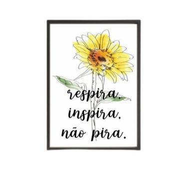 Imagem de Quadro Girassol, Inspira, Respira, Moldura Preta 24X18Cm