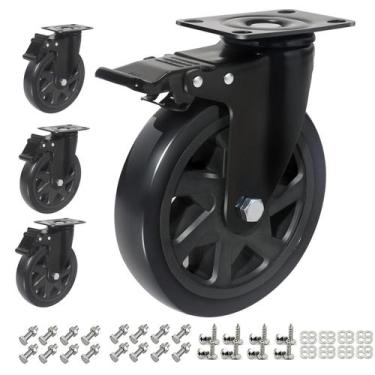 Imagem de Conjunto de 4 rodas Caster Wheels para serviços pesados de 6 polegadas