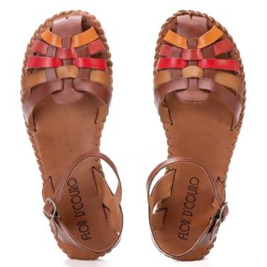 Imagem de Sandalia Rasteira Conforto Fechada de Couro Feminina Colorida Moderna Sola Antiderrapante Trabalho Tamanho:38;Cor:Marrom;Gênero:Feminino;Departamento BS:Esporte