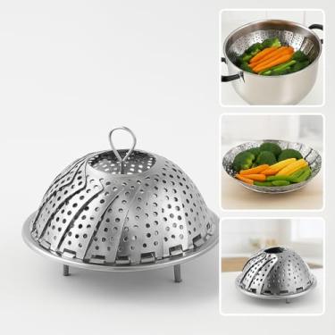 Imagem de Cesto Cozimento A Vapor Inox Premium Dobrável Saudável Legumes Verduras Peixe Cozinha Panelas Casa