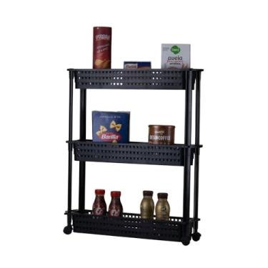 Imagem de Prateleira Carrinho Multiuso com Rodizios Black