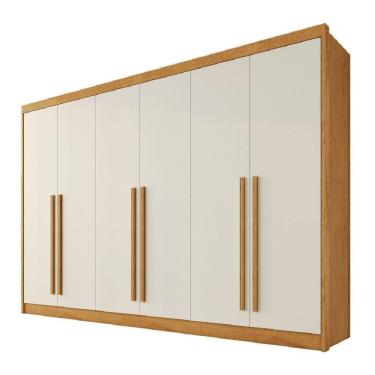 Imagem de Guarda Roupas 6 Portas Alba Plus 100% Mdf Mademarcs Peroba-off White