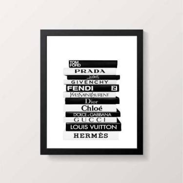 Imagem de Quadro Livros Da Moda Fashion 45X34 Com Vidro Moldura Preta - Quadros 