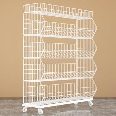 Imagem de Suporte grande de 5 camadas de batatas fritas, supermercados drogarias organizador de lojas de conveniência, prateleira de varejo de aço carbono para frutas vegetais (cor: 5 camadas branco, tamanho