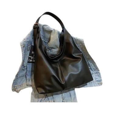 Imagem de Bolsa De Ombro Vintage Feminina De Grande Capacidade, Macia, Sólida, R