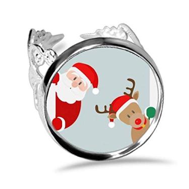 Imagem de DIYthinker Anel de noivado de Natal Papai Noel, alce ajustável, amor
