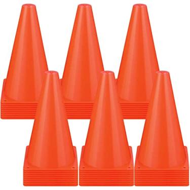 Imagem de 30 peças de cones de trânsito de 22,4 cm de plástico cones esportivos para treinamento de agilidade, equipamentos de treino de futebol para exercícios de basquete e futebol, atividades de jogo ao ar livre e eventos (laranja)
