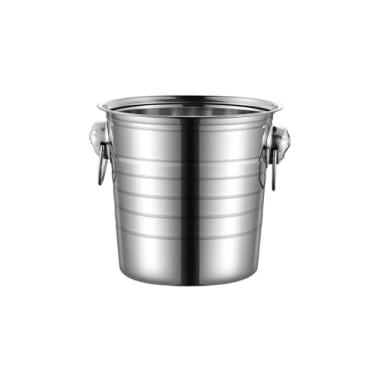 Imagem de FUYTERY Balde de gelo Aço inoxidável Tiger Head Grosso Ice Holder Container para Bar Party Champagne Armazenamento Barril de vinho Prata (5L)