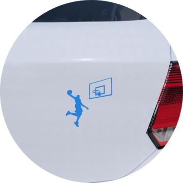 Imagem de Adesivo de Carro Basquete Enterrada de Atleta - Cor Azul Claro - Melho