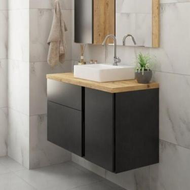 Imagem de Gabinete para Banheiro 1 Porta 2 Gavetas Castellon - Darabas Agardi