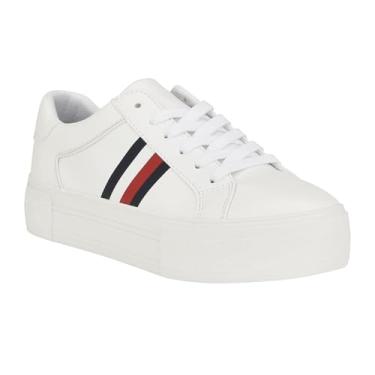 Imagem de Tommy Hilfiger Tênis feminino Belvie, Faixa branca 140, 38