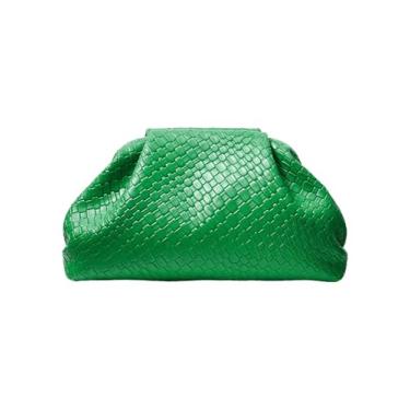 Imagem de QWINEE Bolsa feminina de tecido para noite Bolsa clutch sem alça elegante de couro sintético PU, Verde, One Size