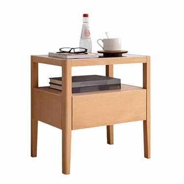 Imagem de Espaço grande todo em madeira maciça nórdica simples quarto de madeira de faia conjunto completo armário de armazenamento doméstico mesa lateral pequena móveis de cabeceira