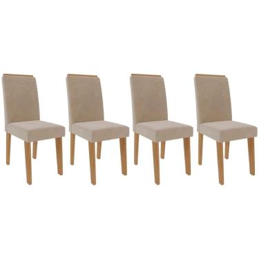 Imagem de Cadeira Sala De Jantar Taís Kit 4 Un Nature-suede Nude Bege - Cimol